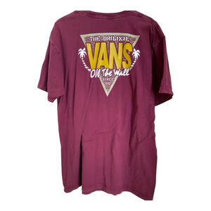 Vans Off The Wall Short Sleeve Tee Maroon Yellow Large
